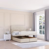 Manhattan Plush Fabric Ottoman Bed End Opening Sprung Memory Mattress & 26 Inch strut Headboard Single