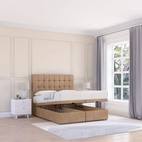 Alabama Naples Fabric Ottoman Bed End Opening Sprung Memory Mattress & 26 Inch strut Headboard Light Super King