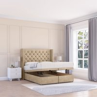 Dior Conistan Fabric Ottoman Bed End Opening Sprung Memory Mattress & 54 Inch Floorstanding Headboard Wings Double