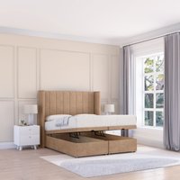 Falcon Naples Fabric Ottoman Bed End Opening Sprung Memory Mattress & 54 Inch Floorstanding Headboard Wings King
