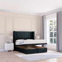 Falcon Naples Fabric Ottoman Bed End Opening Sprung Memory Mattress & 54 Inch Floorstanding Headboard Wings Super King