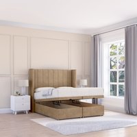 Falcon Naples Fabric Ottoman Bed End Opening Sprung Memory Mattress & 54 Inch Floorstanding Headboard Wings Single