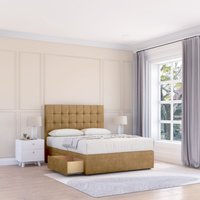 Sloomy Alabama Plush Bed Set With No Drawers Mattress & 26" Headboard in Light Brown | Size: Double