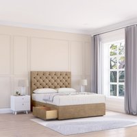 Sloomy Mayfair Naples Bed Set With No Drawers Mattress & 26" Headboard in Light Brown | Size: Small Double