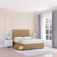 Sloomy Montana Dumfries Bed Set With No Drawers Mattress & 26" Headboard in Light Beige | Size: Single