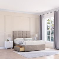 Sloomy Jasmine Plush Bed Set With 2 Drawers, Mattress & 26" Headboard in Stone | Size: Double