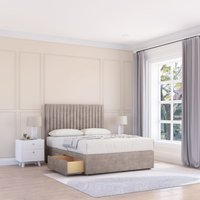 Sloomy Manhattan Plush Bed Set With 2 Drawers, Mattress & 26" Headboard in Stone | Size: Single