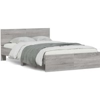 Berkfield Home Bed Frame with Headboard & LED Grey Sonoma 120x200 cm | Size: Small Double