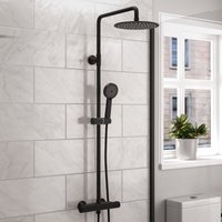 Modern Round Matte Black Exposed Thermostatic Mixer Shower Set Easy Fitting
