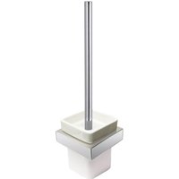 Nes Home Modern Square Brass Toilet Brush & Holder - Chrome in Silver