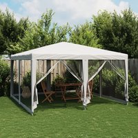 Berkfield Home Party Tent with 8 Mesh Sidewalls White 4x4 m HDPE