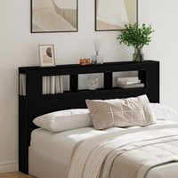 Berkfield Home LED Headboard Black Oak 160x18, 5x45 cm Engineered Wood