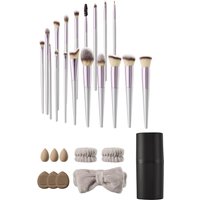 SHEONLY 18 Pcs Makeup Brush & Tool Set with Storage Bucket in Pink