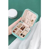 SHEONLY Women's Portable PU Leather Travel Jewellery Box in Blue