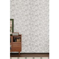 Living and Home Black & White Floral Wallpaper - Green Sleeves Rose & Leaves Line Art Design