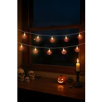 Living and Home 3m Halloween Warm White LED String Lights with 20 Flat Smiling Pumpkin, Requires Batteries in Orange