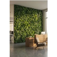 Living and Home 1x1m Artificial Mixed Leaf Grass Panel with Ferns for Privacy Fencing & Background in Green