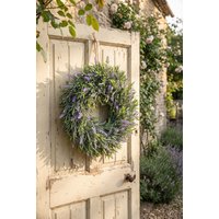 Living and Home 30cm Purple Flocked Lavender Wreath Floral Hanging for Home, Wedding Doors & Wall Décor