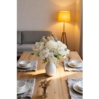 Living and Home White Artificial Flowers Alice Bouquet Nordic-Style Silk Flowers for Home, Wedding & Table Décor