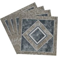 Living and Home 10Pcs Marble-Effect Floor Sticker with Framed Square Border & Layered Rhombus Design, 0.929㎡