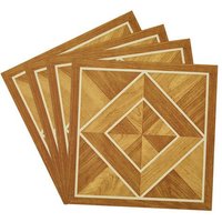 Living and Home 10Pcs Wood Grain Geometric Parquet Floor Panel with Nested Diamond Design, 0.929m² in Dark Brown