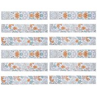 Living and Home 12pcs Orange Floral Self-Adhesive PVC Stair Riser Stickers, 18 x 100cm | Size: 18 x 100 cm