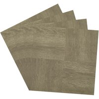 Living and Home 10Pcs Wood Grain Self-adhesive PVC Parquet Flooring Tiles Set, 0.929m² in Khaki