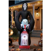 Living and Home 8.9FT Halloween Inflatable Grim Reaper with Scream Mask & Zombie Head, Outdoor Yard Decor with LED Lights in Black