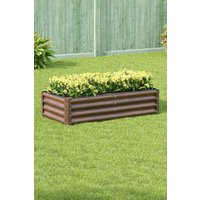 Large Metal Raised Garden Bed Rectangular Galvanized Steel Multiple sizes Wooden Effect Planter Box Outdoor Patio