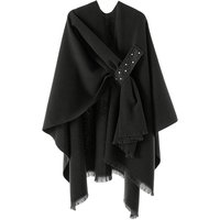 MODISHION Women's Embellished Detail Oversized Shawl in Black