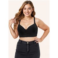MODISHION Women's Front Button Underwired Push Up Bra in Black | Size: 34F