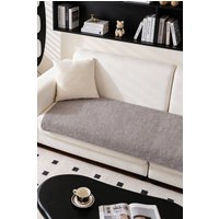 Living and Home Non-Slip Faux Plush Sherpa-Style Sofa Cover in Grey | Size: Extra Large