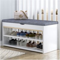 Living and Home 3-Tier Shoe Storage Bench with Padded Seat in Grey