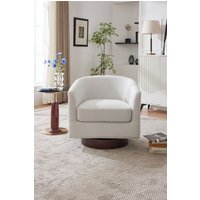 Living and Home Linen Swivel Accent Chair Armchair in Beige