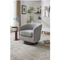 Living and Home Linen Swivel Accent Chair Armchair in Light Grey