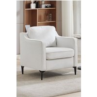 Living and Home White Linen Single Sofa Armchair in Light Beige