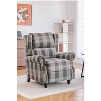 Living and Home Fabric Upholstered Sofa Pushback Reclining Chair Armchair in Grey