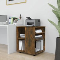 Berkfield Home Rolling Cabinet Smoked Oak 60x53x72 cm Engineered Wood in Brown | Size: 60 x 53 x 72 cm