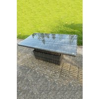 Fimous PE Wicker Rattan Garden Furniture Lifting Adjustable Rising Dining or Coffee Table in Dark Grey