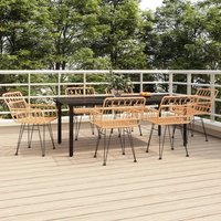 Berkfield Home 7 Piece Garden Dining Set Poly Rattan in Brown