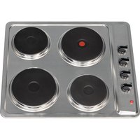 SIA 60cm Stainless Steel Solid Plate 4 Zone Electric Easy Clean Hob PHP601SS in Silver