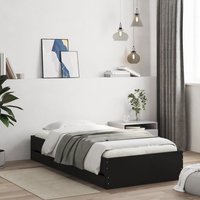 Berkfield Home Bed Frame with Drawers without Mattress Black 100x200 cm