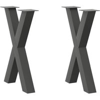 Berkfield Home Dining Table Legs X-Shaped 2 pcs Anthracite 50x(72-73) cm Steel in Black