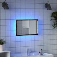Berkfield Home LED Bathroom Mirror Sonoma Oak 60x8.5x38 cm Engineered Wood in Brown