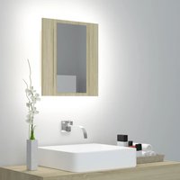 Berkfield Home LED Bathroom Mirror Cabinet Sonoma Oak 40x12x45 cm in Brown | Size: 40 x 12 x 45 cm