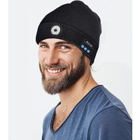 Dyzi Rechargeable Wireless Beanie with Built-in Torch 3 in 1 Headphones & Headlamp in Black