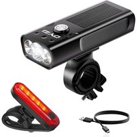 Dyzi Rechargeable Bike Lights Set Premium Waterproof Bicycle Front & Back Light in Black