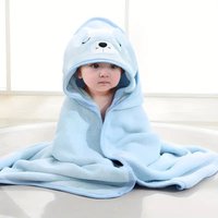 Dyzi Baby Hooded Towel Soft Absorbent Animal Cartoon Bath Towel for Kids in Blue