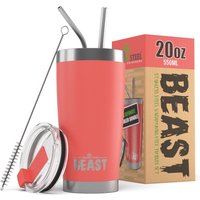 Coral Stainless Insulated Travel Mug Reusable Tumbler Peach