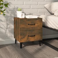 Berkfield Home Bedside Cabinet Smoked Oak 40x35x47.5 cm in Brown